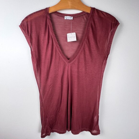 FREE PEOPLE On Air V-Neck Tee - Bittersweet - Picture 2 of 8